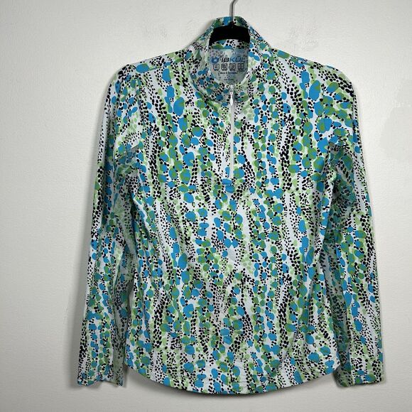 IBKUL Tops - IBKUL Kamila Quarter Zip Half Mesh Long Sleeve Pullover Shirt Women's Size Small